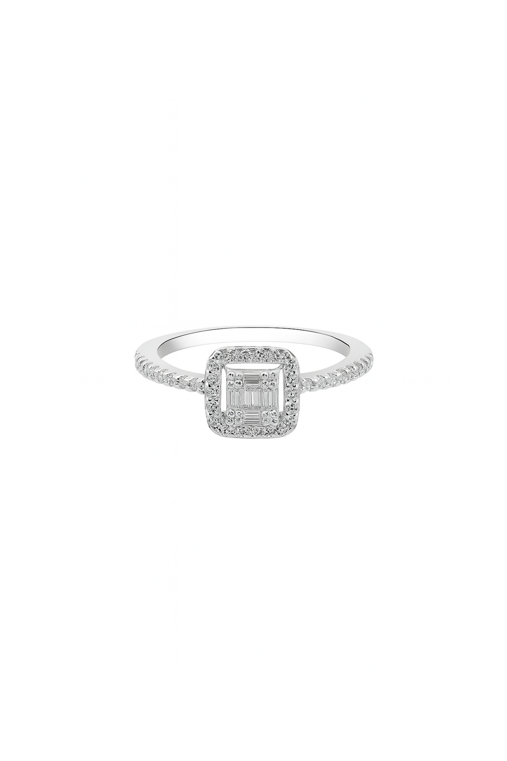 ANILLO CON CIRCON HALO CUADRADO