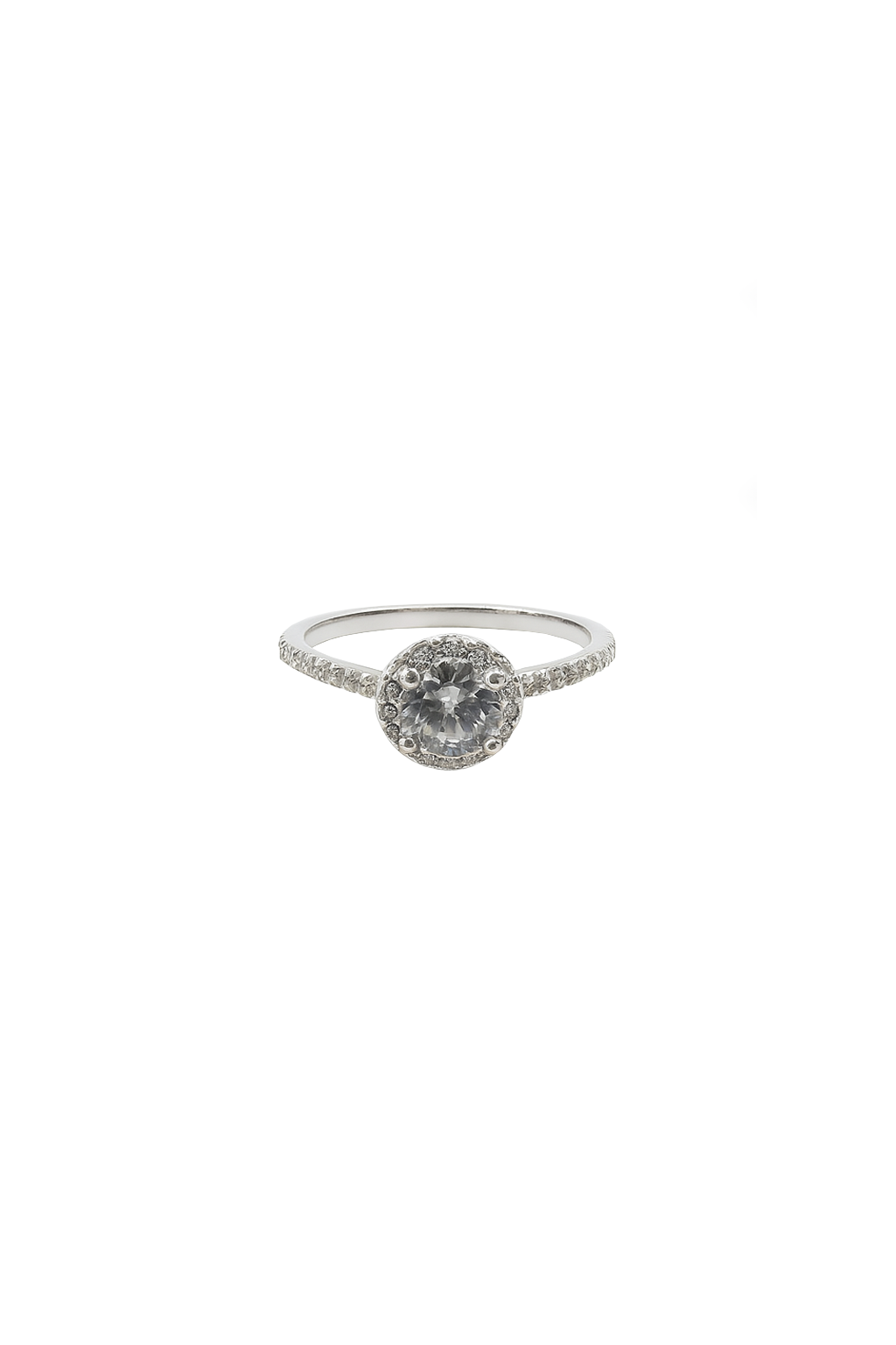 ANILLO CON CIRCON HALO REDONDO CLASICO