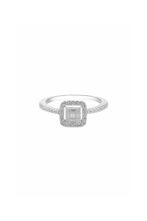 ANILLO CON CIRCON HALO CUADRADO
