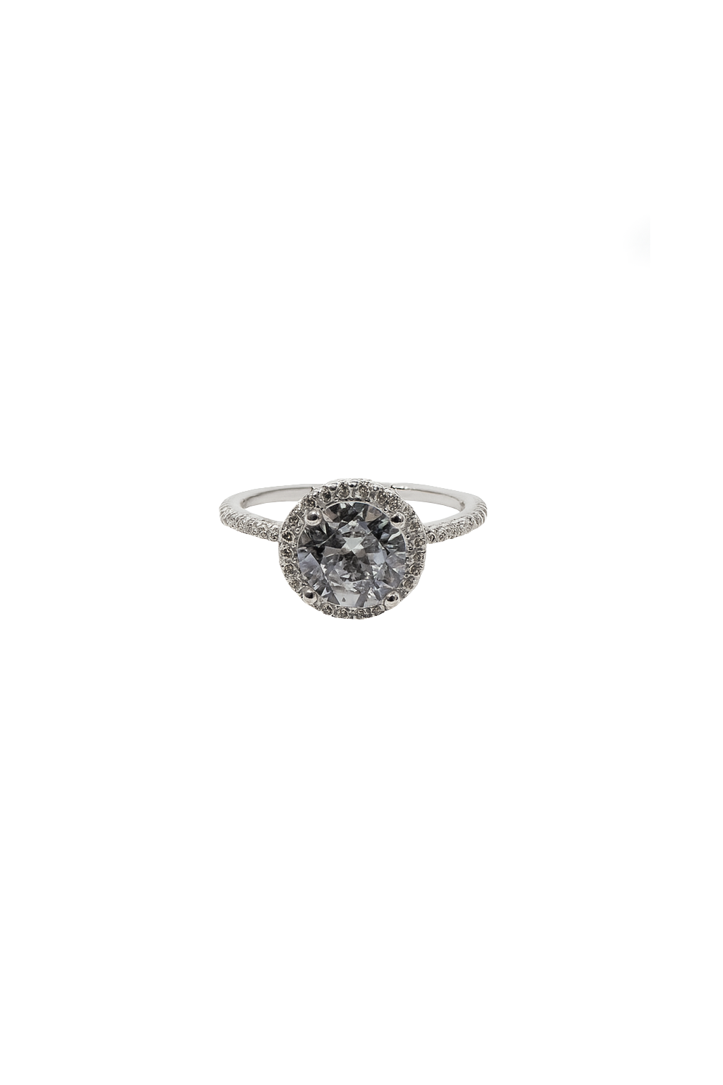 ANILLO CON CIRCON HALO REDONDO