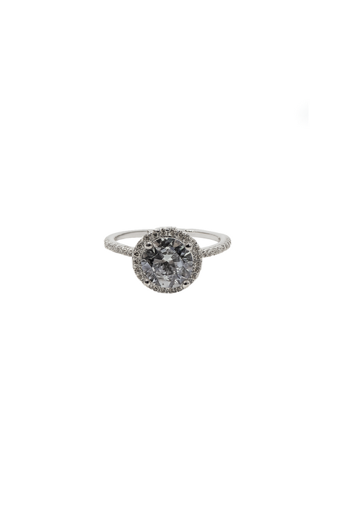 ANILLO CON CIRCON HALO REDONDO